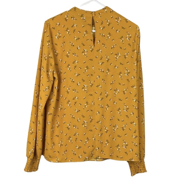 Jeanswest Blouse Top Blouse Mustard Yellow Floral Long Sleeve Size M 12 - Picture 2 of 9